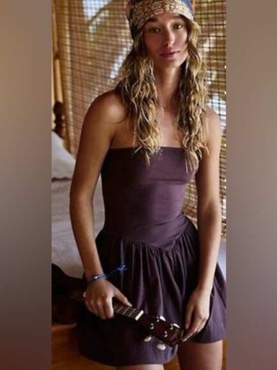 Free People Dresses & Skirts - Free People Onda Drop Waist Tube Mini Dress in Brown Size XS